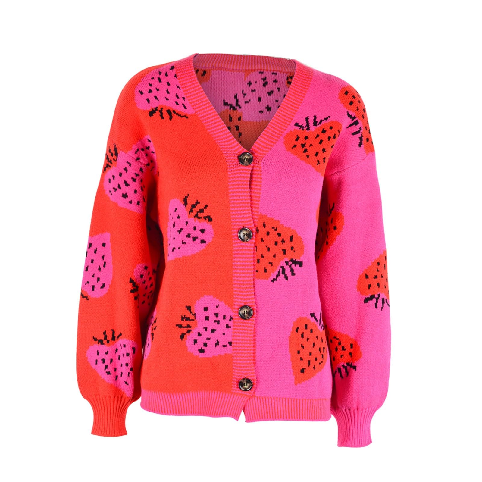 Générique Gilet Femme Chic Et Elegant - Cardigan Boutonné À La Fraise pour L'Automne Et l'hiver des Femmes