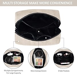 MAANGE Cosmetic Bags for Women Small Makeup Bag for Purse Corduroy Makeup Pouch Travel Makeup Bag with Metal Zipper Make Up Bag for Travelling