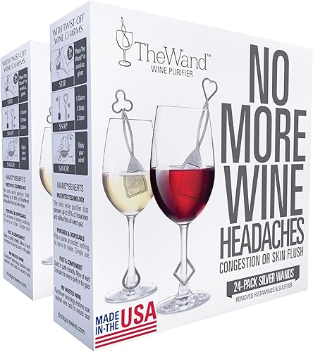 PureWine - Purificador de varitas de vino, 48 filtros de vino, removedor de histaminas, sulfito, puede reducir y aliviar las alergias y