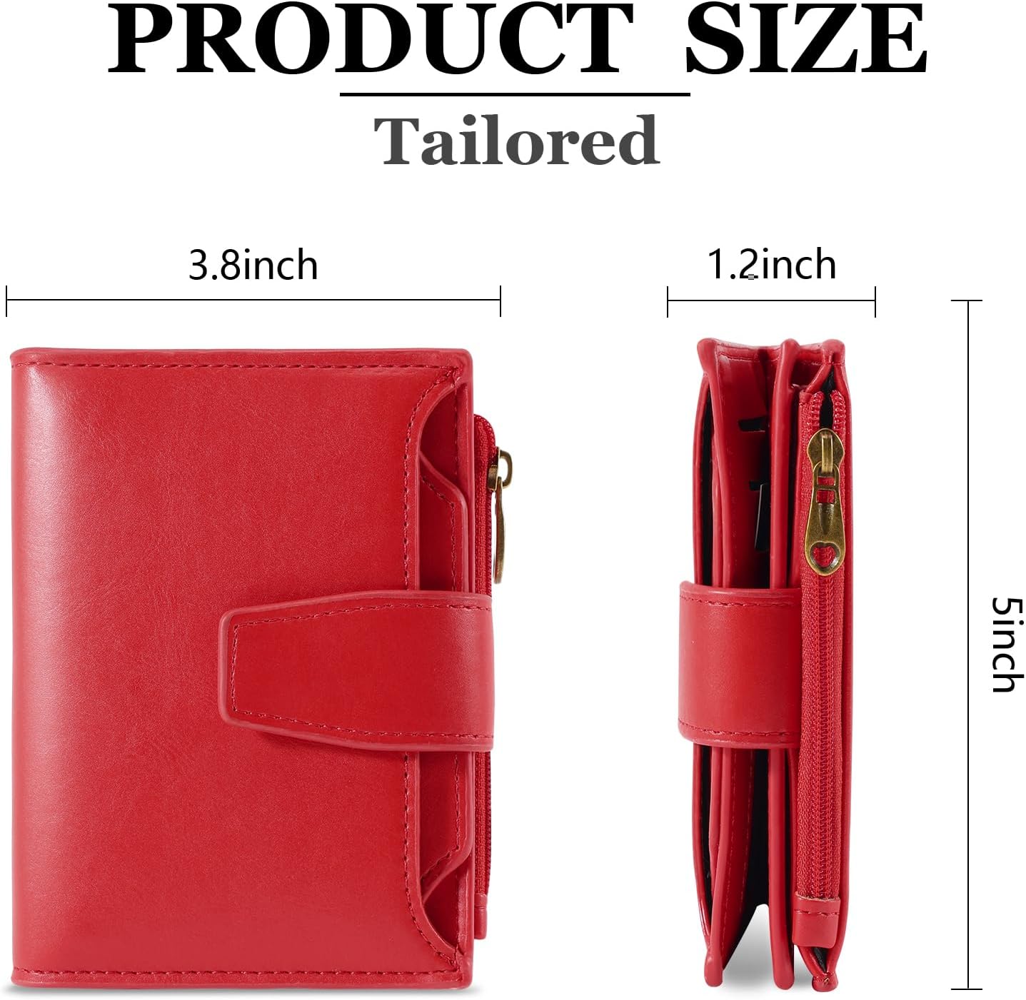 Small Wallet Women RFID Blocking PU Leather Bifold Compact Card Holder Wallet for Women with Zipper Coin Pocket 4 ID Window - Image 3