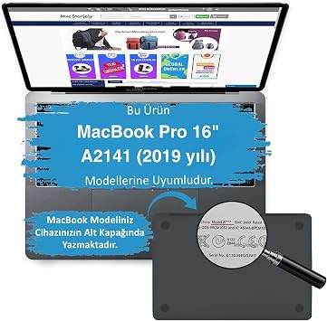 McStorey MacBook Pro A2141 Uyumlu Kristal TPU Sert Kılıf 16 inç 2019 Touch Bar Şeffaf Koruma Koruma Siyah