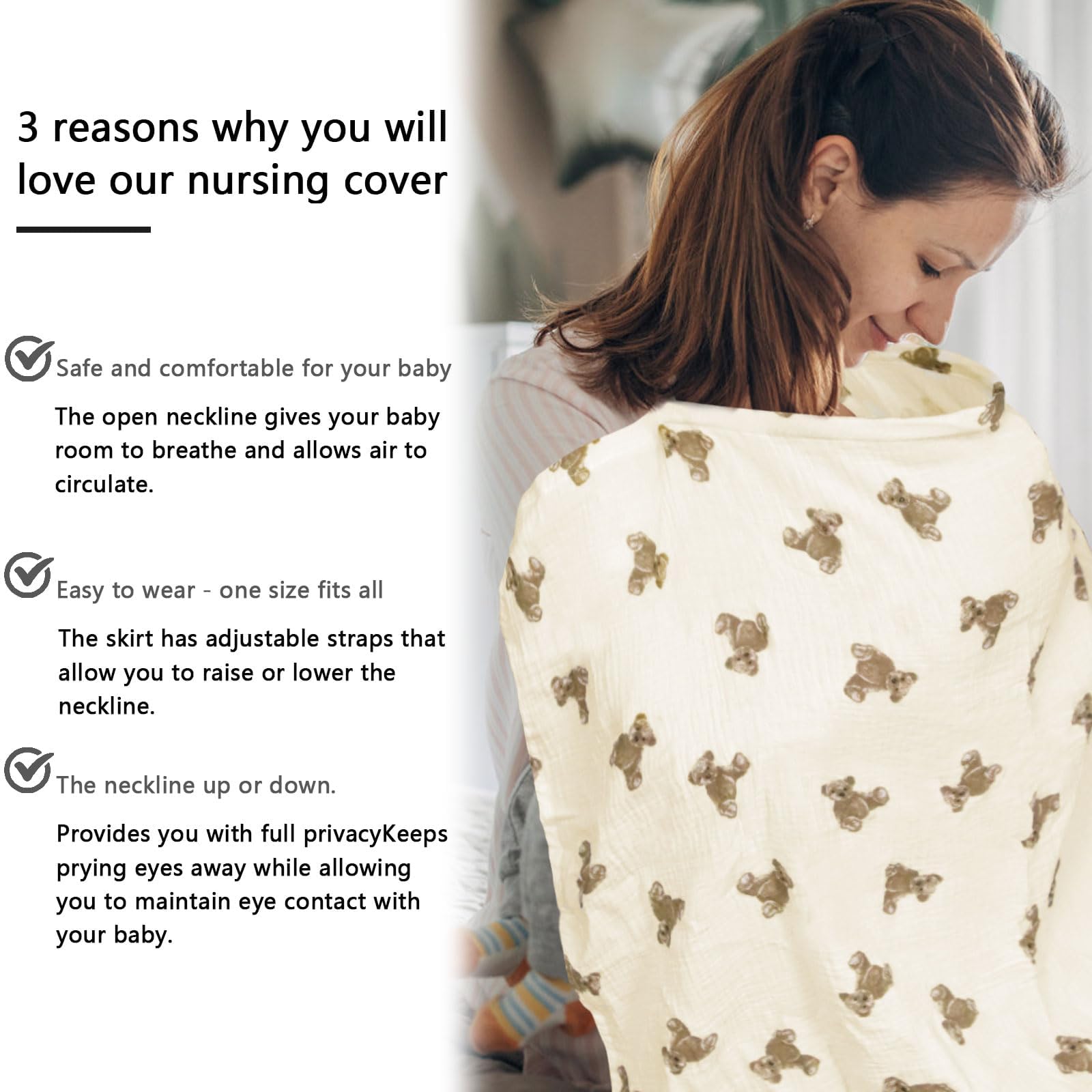 Couverture d'allaitement en mousseline pour bébé Douce et Respirante