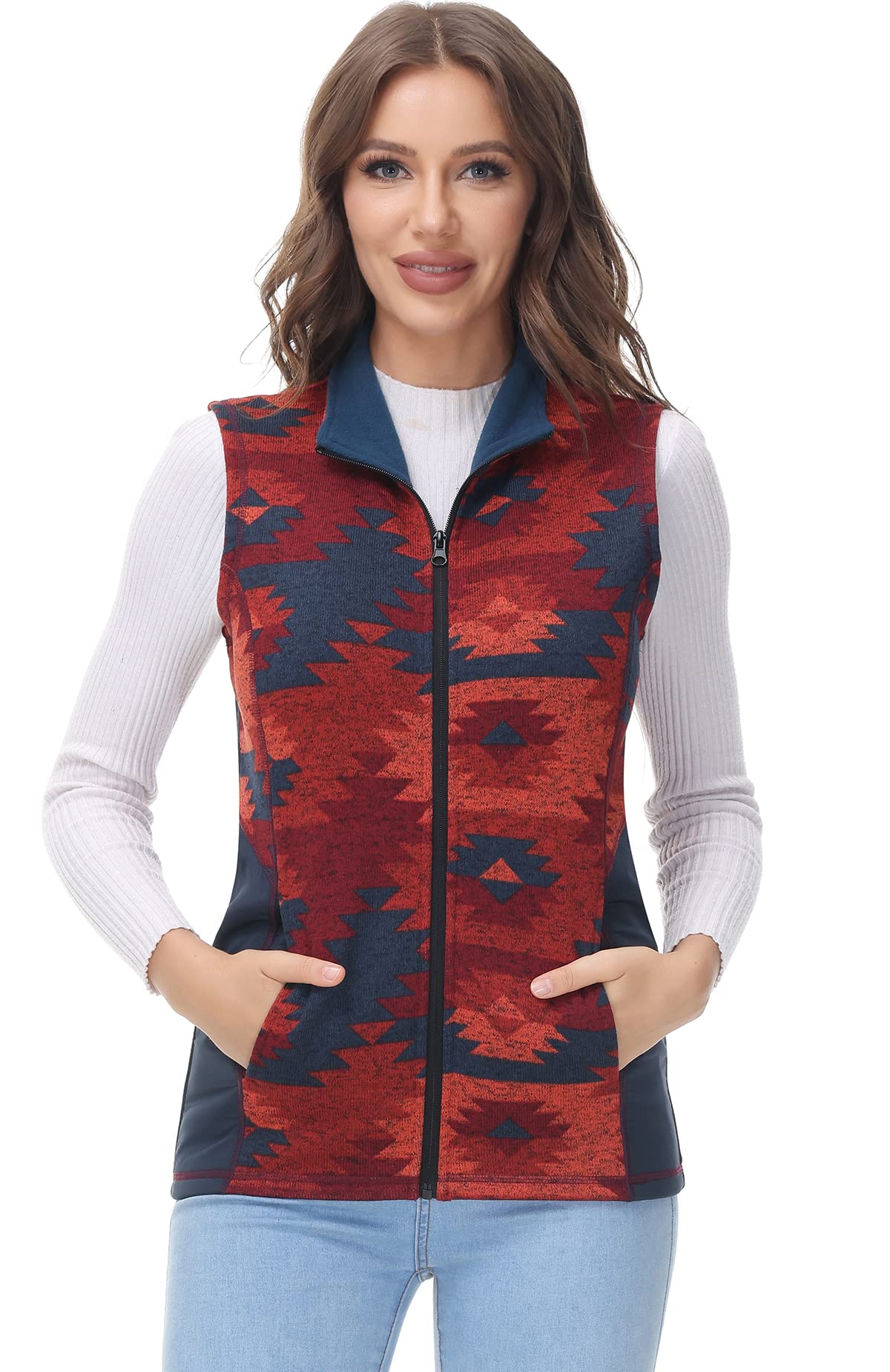 COZZIPLUS Women's Sweater Fleece Jacket Full Zip Knit Jacket with Pockets