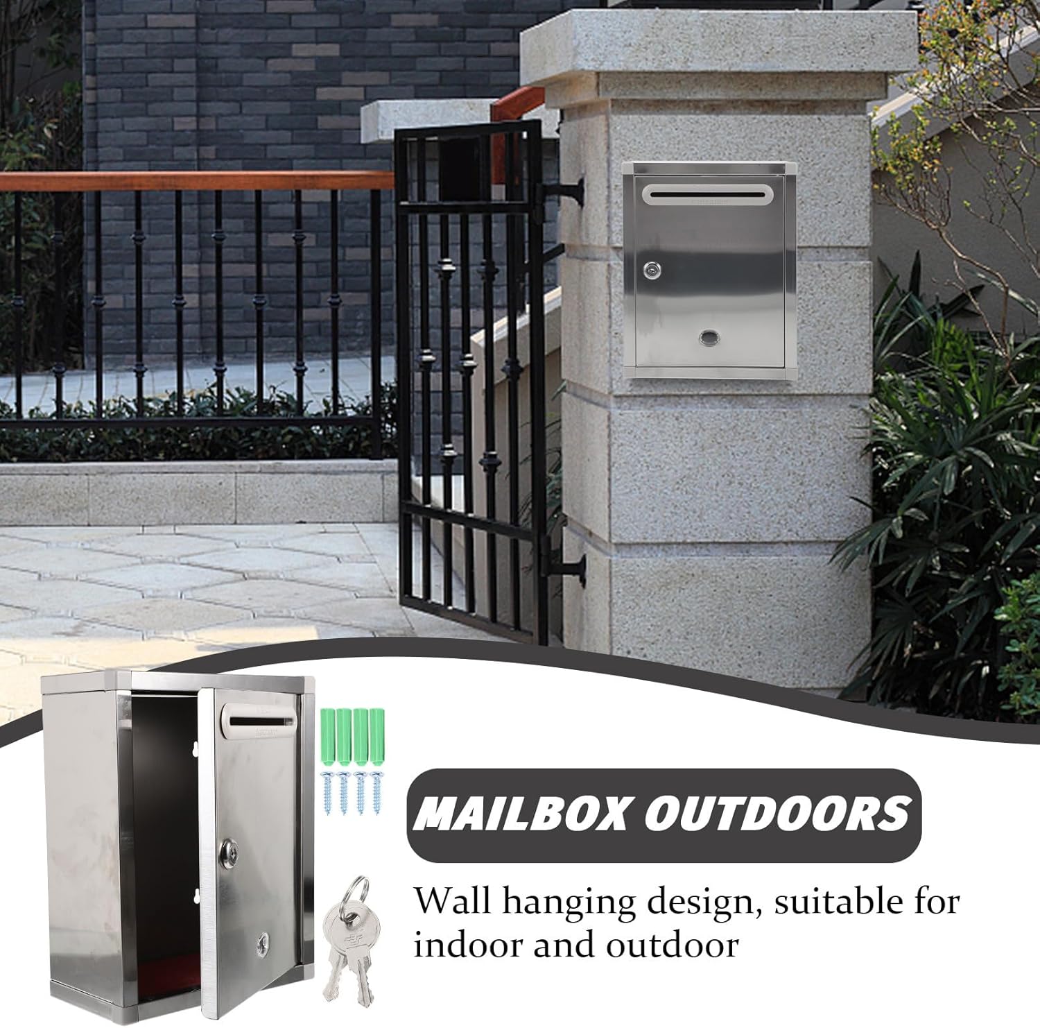 PRETYZOOM Rust-Proof Wall Mount Mailbox with Viewing Window Outdoor Lockable Metal Mailbox for Letters and Documents 27x21x11cm Suitable for Home and Office Use Random Random Color