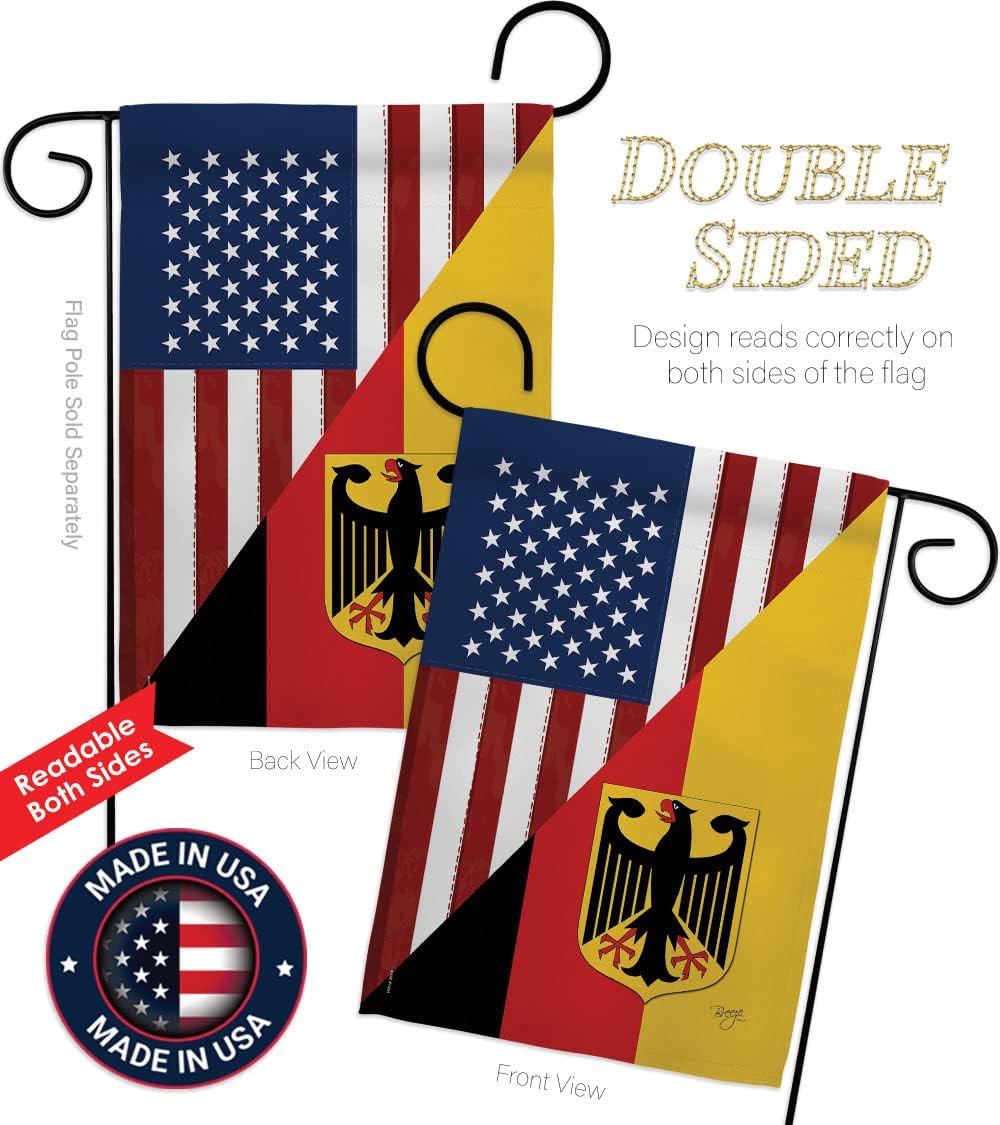 Breeze Decor - US German Friendship Flags of The World - Everyday Impressions Decorative Vertical Garden Flag 13" x 18.5" Printed in USA