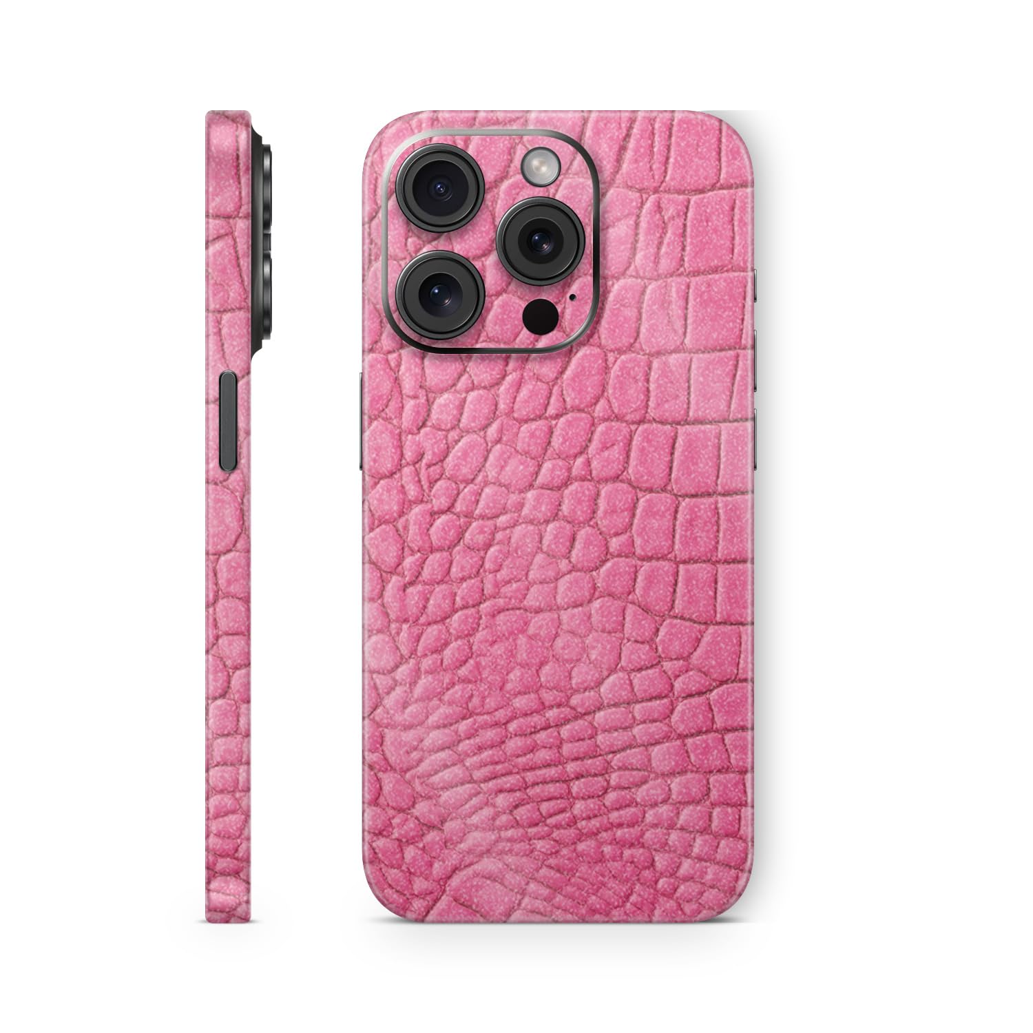 MightySkins Glossy Glitter Skin Compatible with Apple iPhone 15 Pro Full Wrap - Pink Gator Skin | Protective Durable High-Gloss Glitter Finish | Easy to Apply & Change Styles | Made in The USA