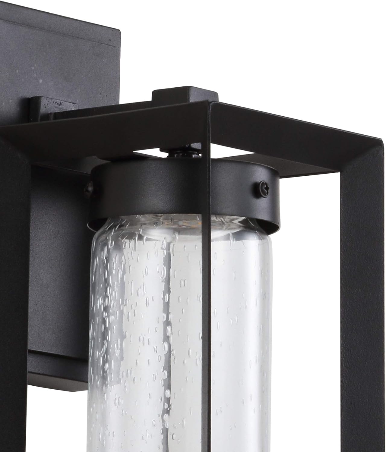 Crazy Clearance JONATHAN Y JYL7448A Nate 6.75 Outdoor Modern Cube Bubble Glass/Metal Integrated LED Sconce French Country Industrial Rustic 3000K LED Bulbs Porch Patio Yard Garage Doorway Entryway, Black/Clear