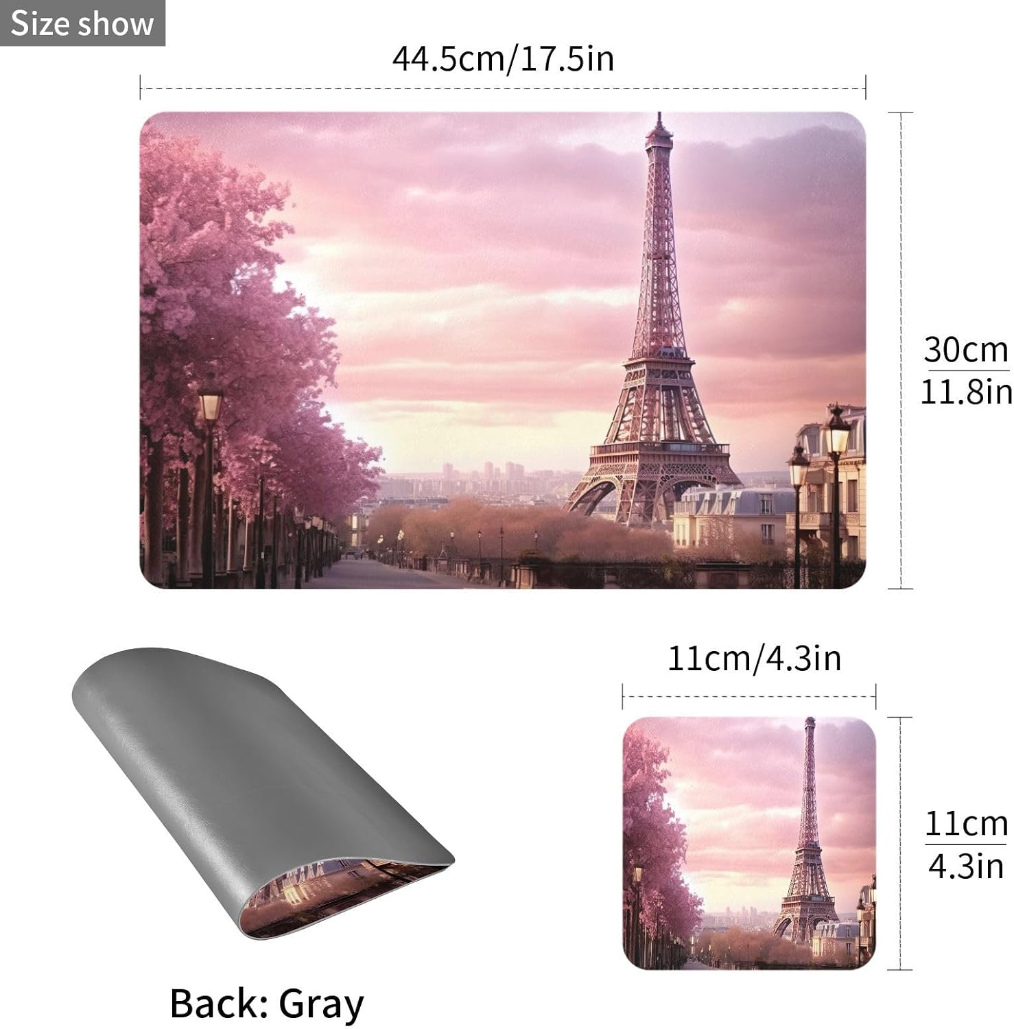 Burbuja Modern Paris Placemats Set of 4 for Dining Table, Waterproof PVC Place Mats Non-Slip Heat Resistant Kitchen Table Mats, Easy to Clean, 12x18 in