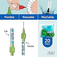 Vista 5 de TePe Interdental - Cepillo dental original, suave para limpieza de dientes, paquete de 20, 0.031 in, grandes huecos, verde, tamaño 5