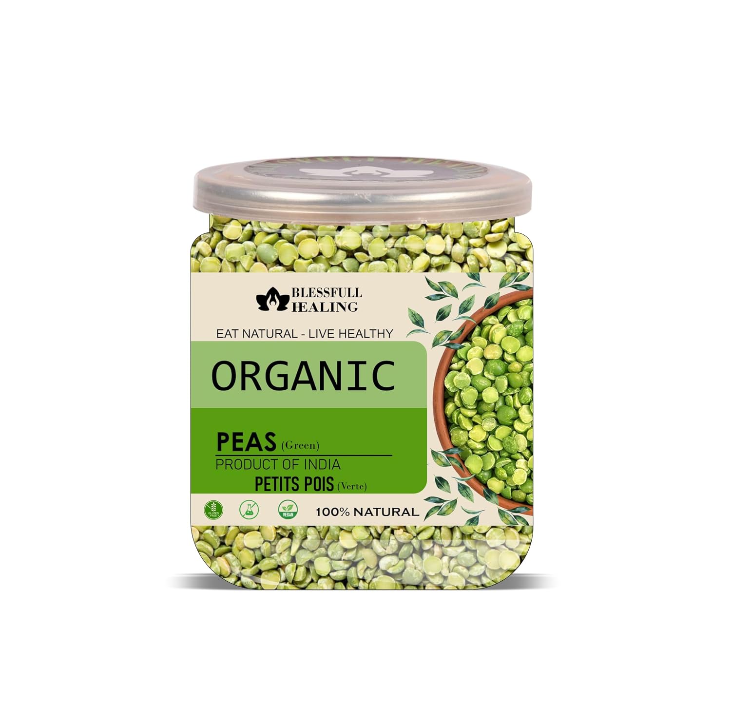 Blessfull Healing Organice PEAS GREEN 1 lb (453 Gram)