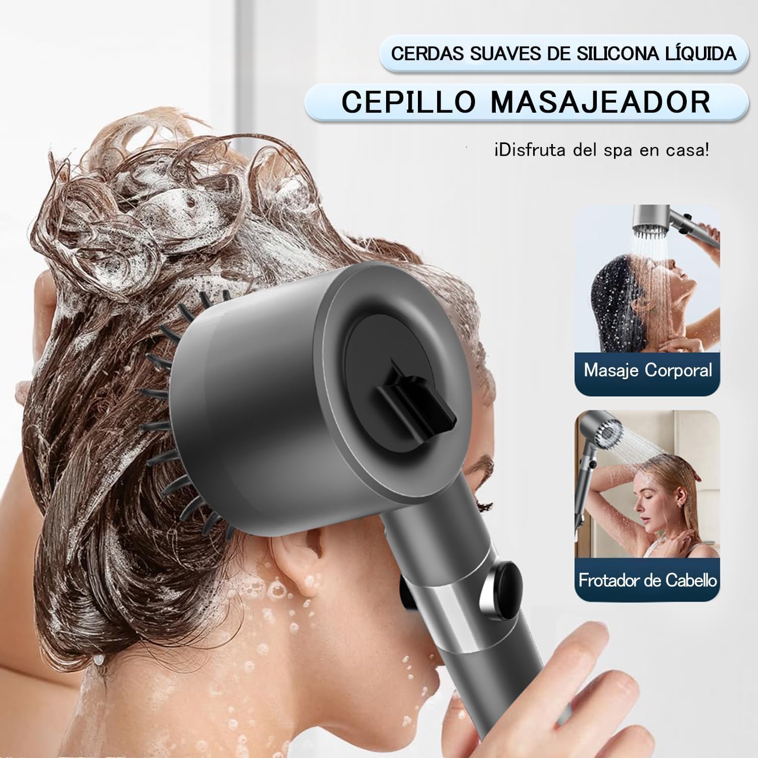 Alcachofa de Ducha de Alta Presión,Incluye manguera de1,5metros y soporte,4 modos, Alcachofa de ducha economizadora con filtro y botón de OFF/ON, Ideal para Aguas Duras y Limpieza del Baño,Grey — view 5