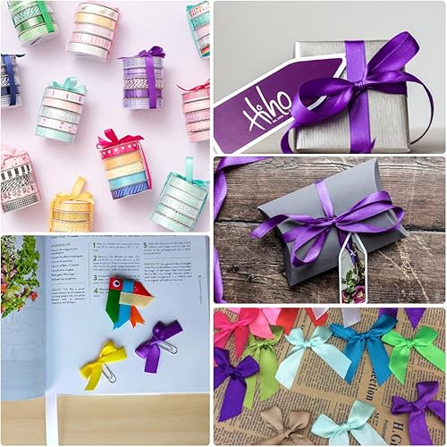 Miniatura 4 de Cinta morada de 1 pulgada x 25 yardas, cinta de seda de tela satinada para envolver regalos, hacer lazos para el cabello, ramos florales, coronas,