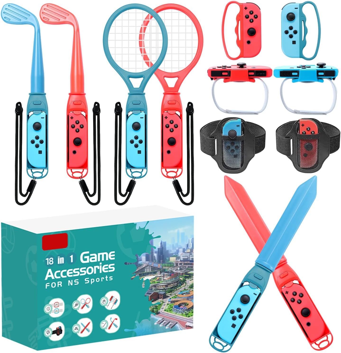 2024 Accesorios Switch Sports, Kit de Accesorios Switch Sports para Nintendo Switch Sports, Accesorios de Juegos Familiar compatible con Nintendo Switch/Nintendo Switch OLED
