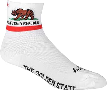 SockGuy Sock Guy California Flag Socks, Red/White