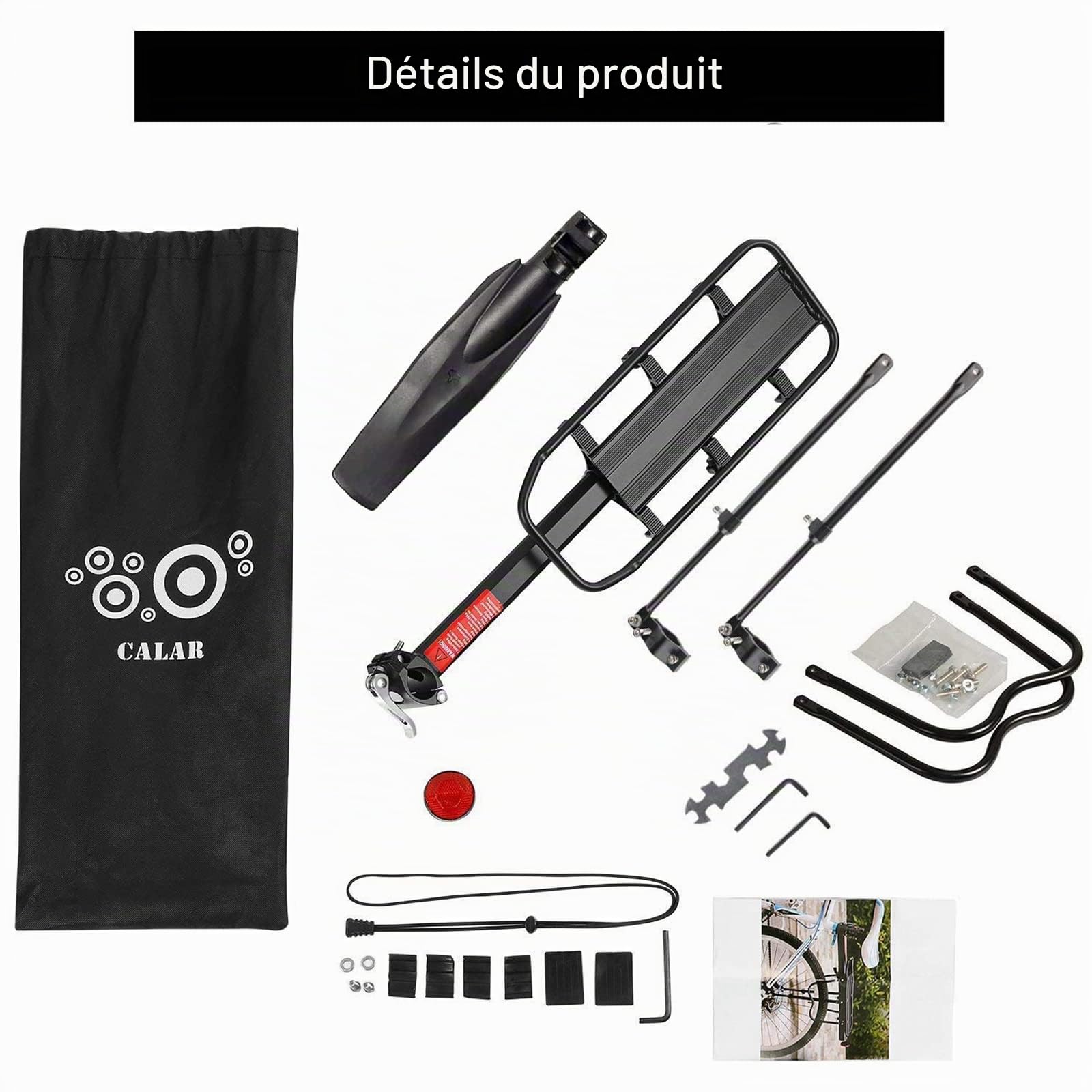 Vélo Porte Bagage, Universel Transporteur Porte bagages arrière de vélo bicyclette accessoires Équipement Vélo Racks avec Réflecteur pour de Longues de Cyclisme