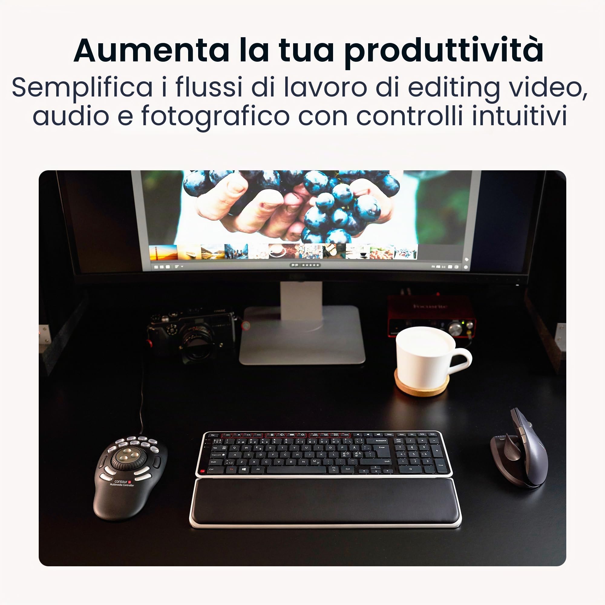 Contour Shuttle PRO v2 - Controller multimediale con Jog Wheel e 15 pulsanti programmabili, ideale per editing video, audio e fotografico, compatibile con Mac e PC - Black