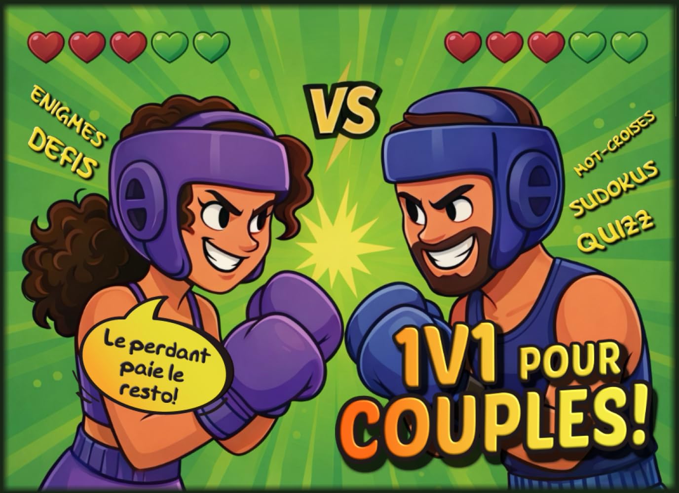 1V1 pour Couples: Livre de défis, jeux et quiz pour les amoureux qui aiment s’amuser – Le cadeau idéal pour pimenter sa vie de couple !