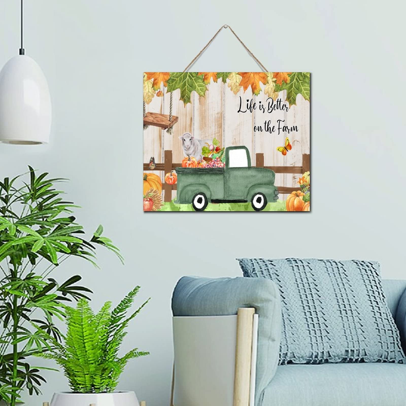 Décoration murale en bois Life Is Better on The Farm 25x30cm