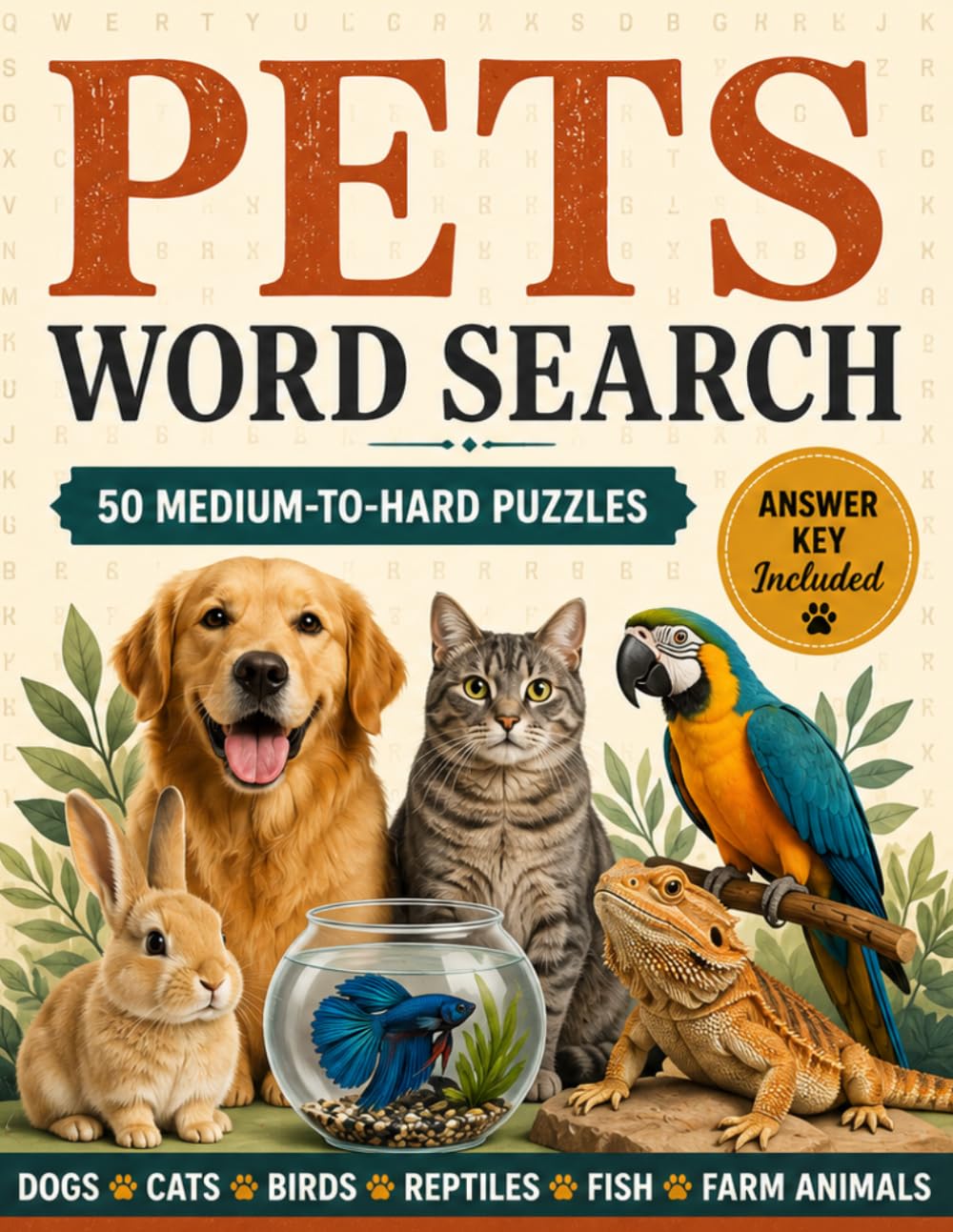 Pets Word Search: 50 Large Print Puzzles for Animal Lovers cover