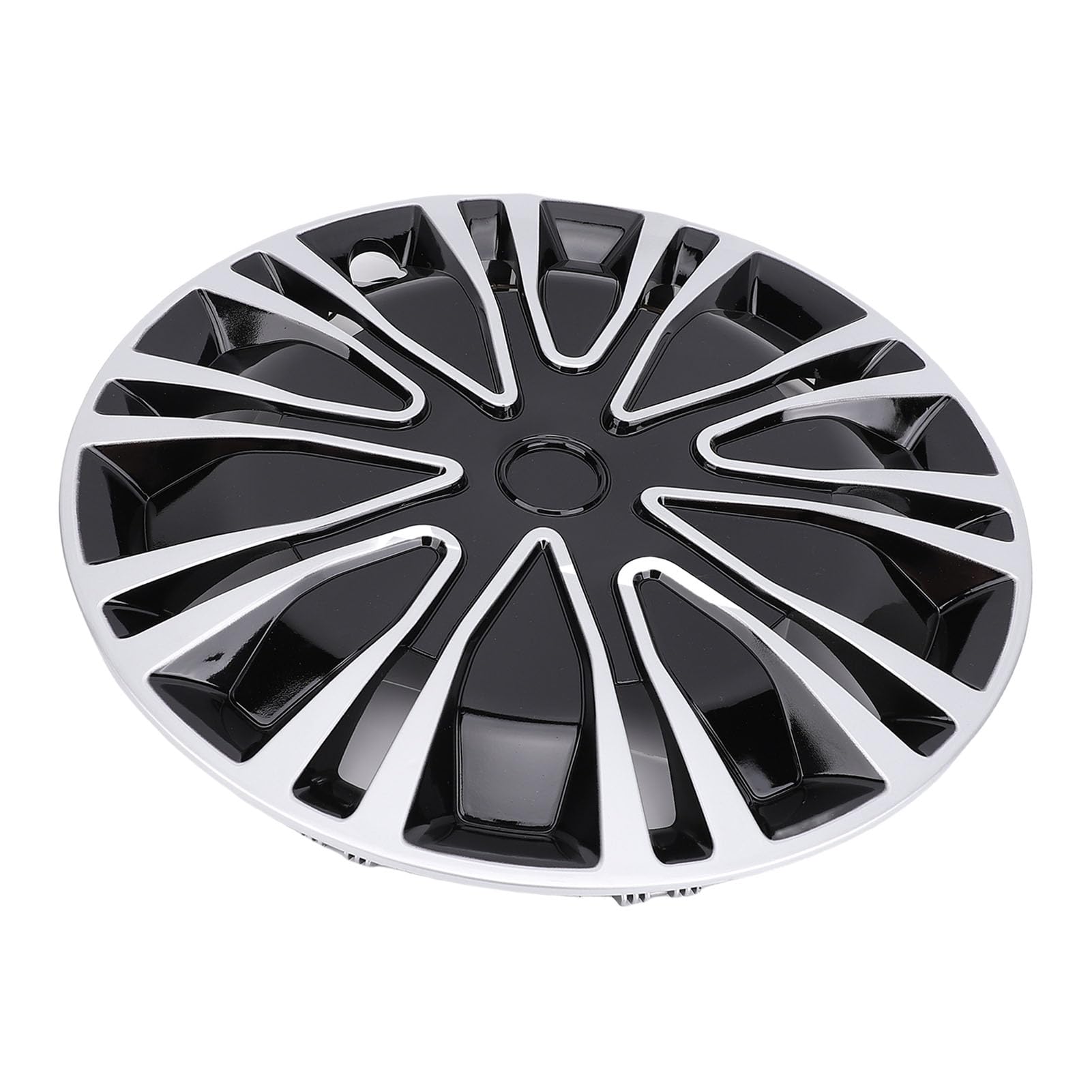Pongnas 15-calowe Koła Koła 4-pakowe ABS Universal Fit Rim Covers dla Stalowych kół z Klipsem na Projekt dla Ciężarówki Samochodowej SUV (Srebrny czarny)