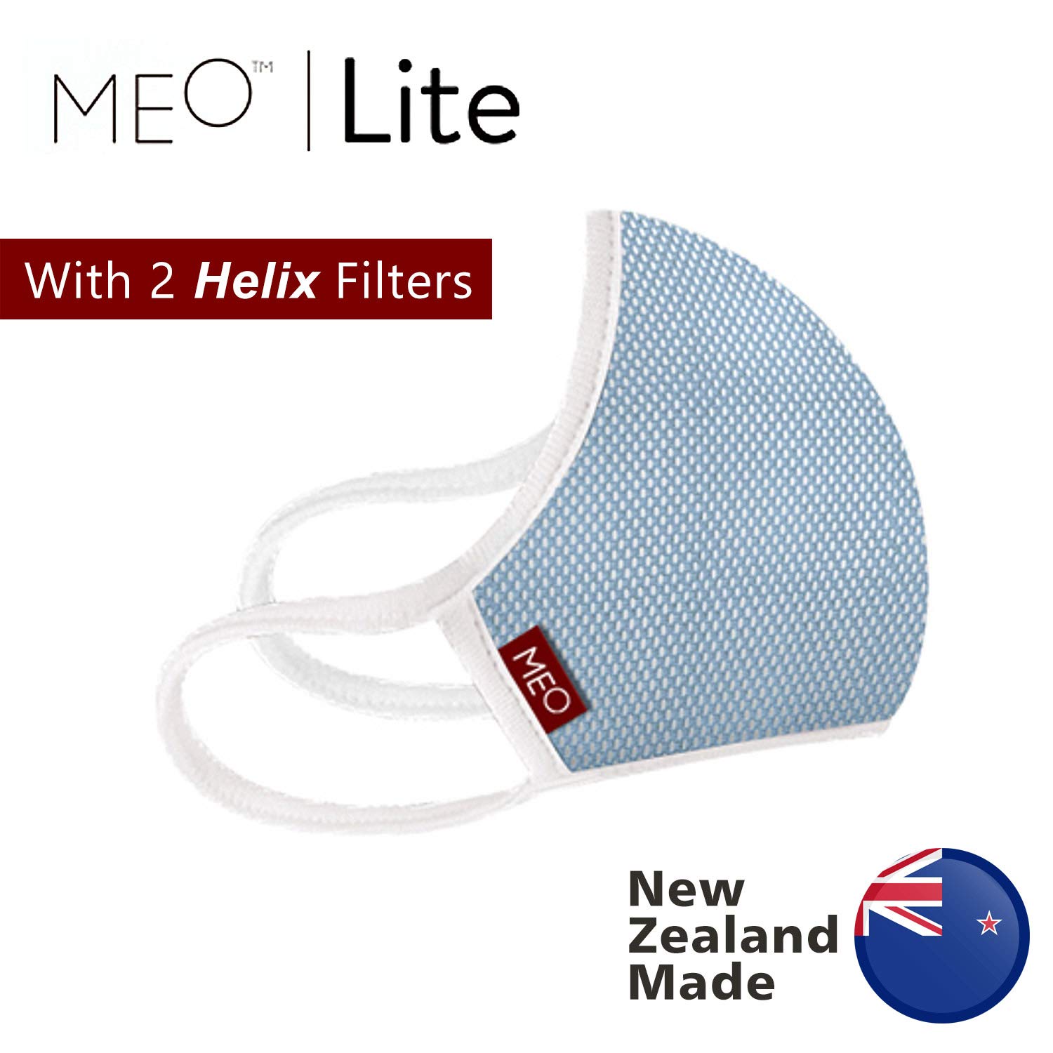 Newzealand MEO-AIR Face Mask with Helix Filter High-Filtration for Smog Flu Pollen Dust Protection (Blue)