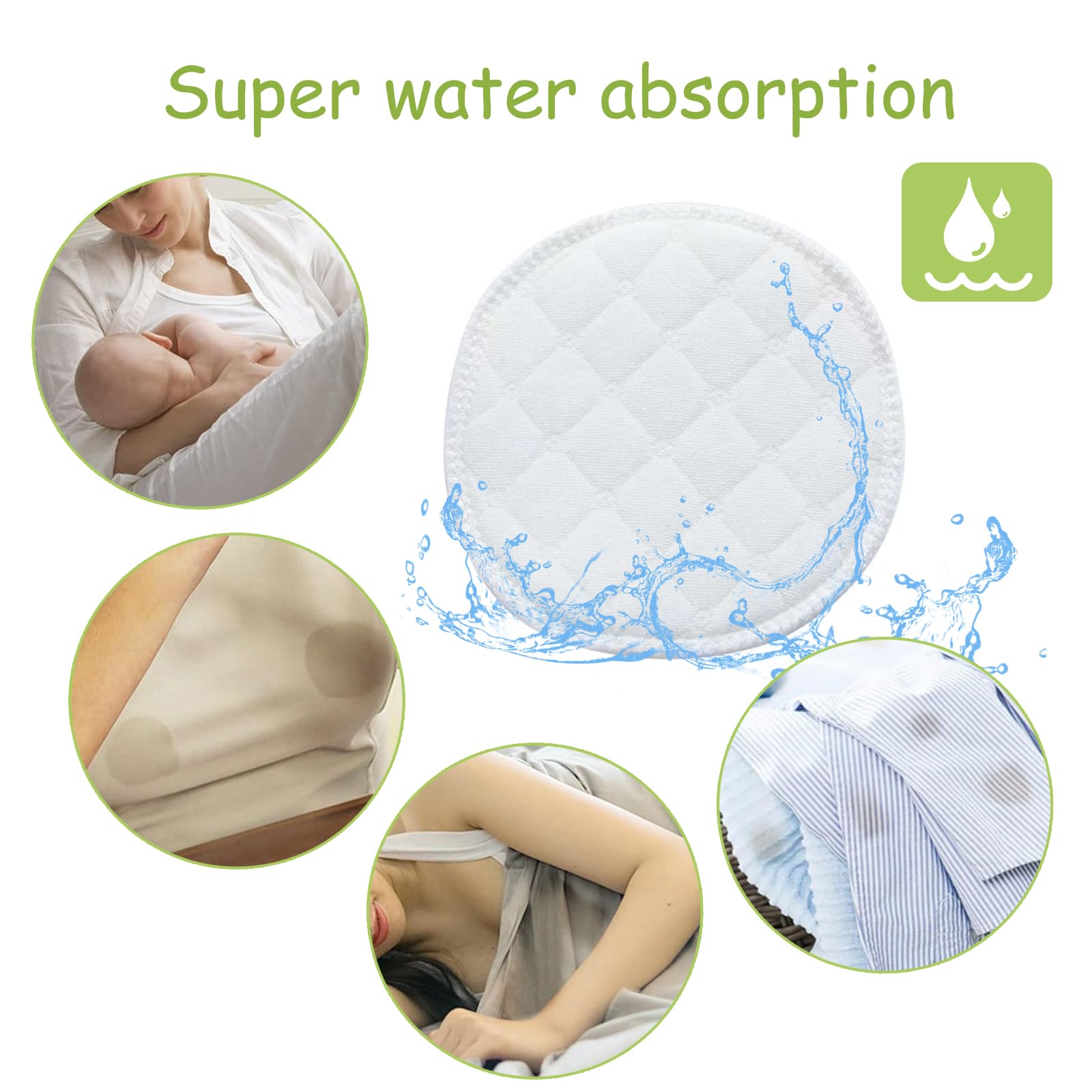 20pcs Coussinets d'Allaitement en Fibres de Bambou Organique, Lavables et Réutilisables, Hypoallergéniques et Super Absorbants, Compresses d'Allaitement