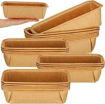Mifoci 25 Pcs Paper Loaf Pans for Baking Disposable Bread Baking Pans Easy Kraft Paper Tart Mold for Microwave Freezer Oven Safe Display Pie Cake Muffin Pizza Kitchen SupplyRectangle