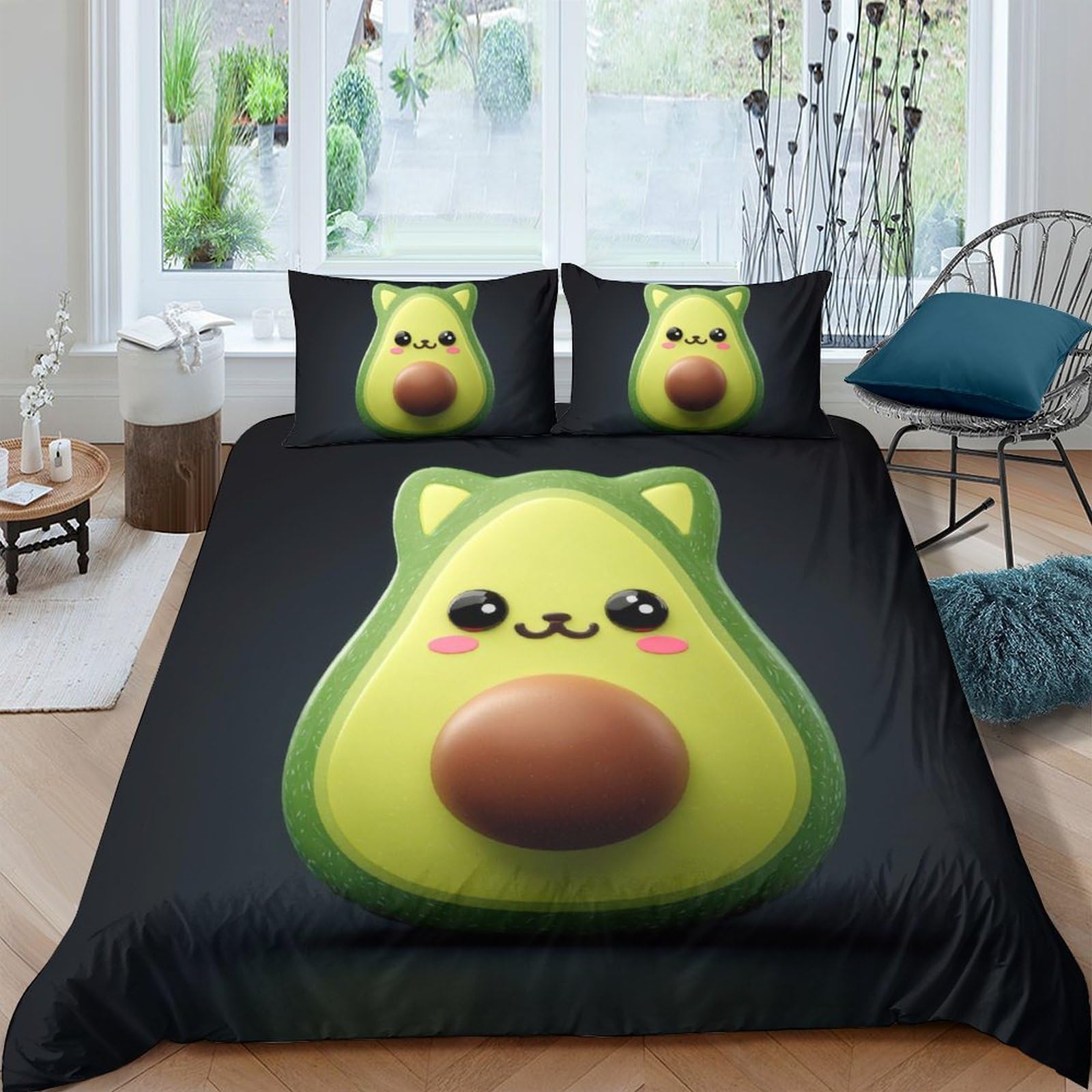 Ctjqhvkz Style-10 3D Printed Cute Avocado Fitted Sheet Microfiber Soft Cartoon Fruit Mattress Cover For Bedroom Dorm Decor Protection Single（135X200cm）