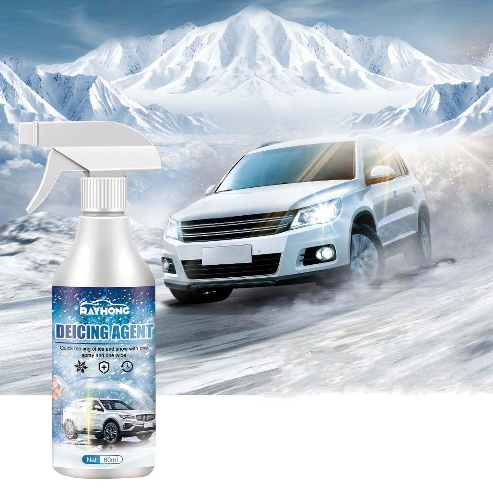 Deicer Spray for Car Windshield, Ice Melt Car Deicer, Windshield Deicer Winter Car Essentials for Cars SUV Trucks 60ml