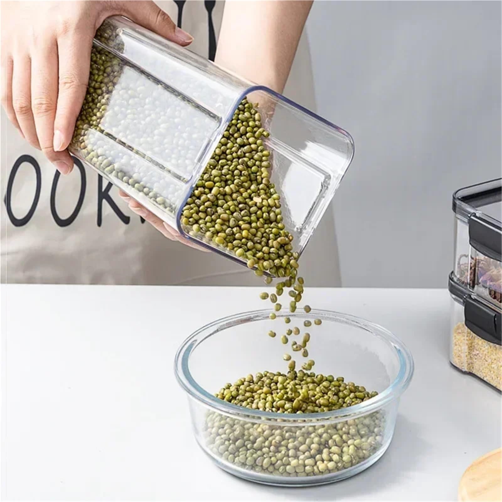4 pezzi impilabili da cucina barattolo sigillato scatola di plastica for alimenti multicereali bottiglia serbatoio frutta secca contenitori for tè Per Biscotti