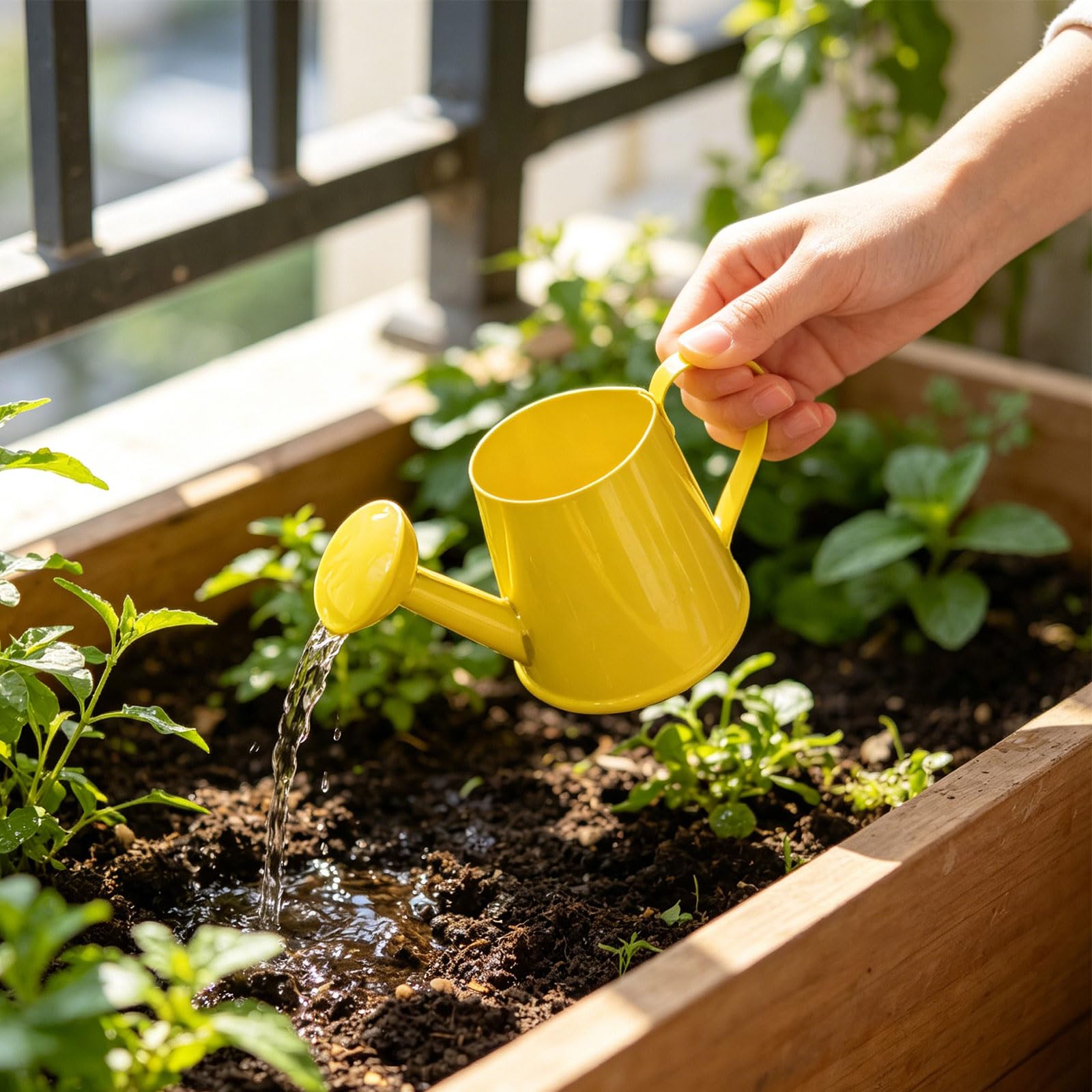 6 kleine Gießkannen aus Metall, bunt, wasserdicht, kleiner Eimer, Gartendekoration, Kinder, Gartenwerkzeuge, Heimdeck, Gießkanne Garten