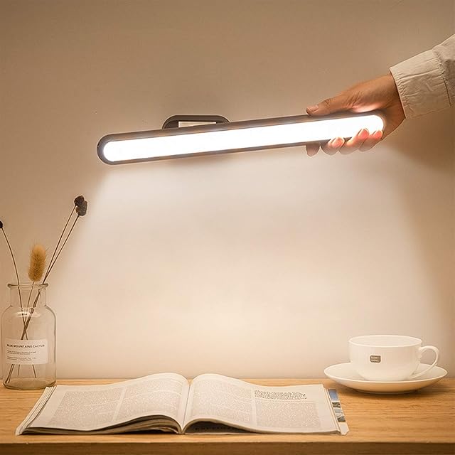 Semlos Battery Powered Cupboard Light, Under Cabinet Light, 3.5W 2000mAh USB Rechargeable Reading Lights with Battery, Stepless Dimming Touch Lamp for Closet, Bedside, Study Light
