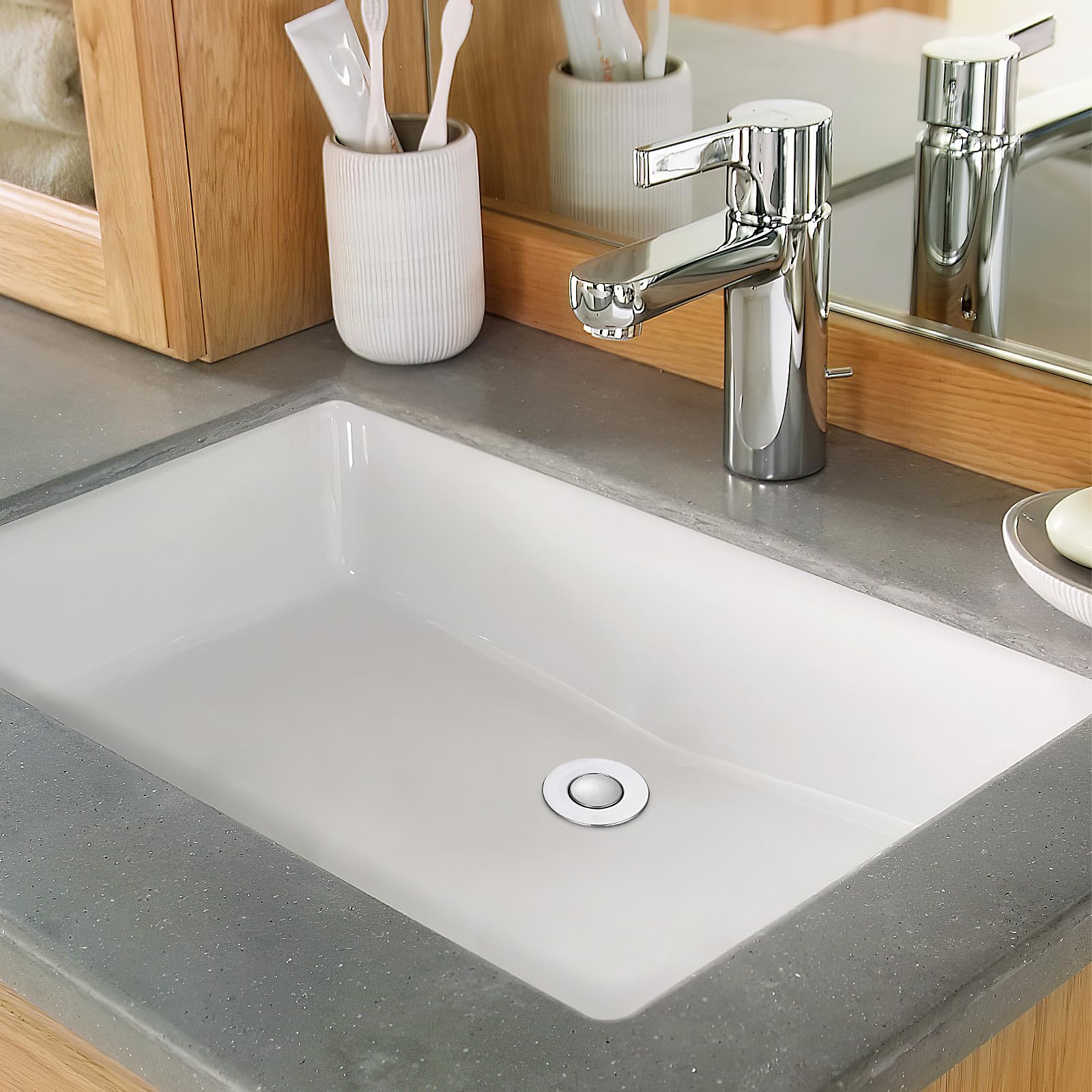 Tapón de Fregadero con Filtro Antiobstrucción Núcleo de Rebote Push Type Abs y Acero Inoxidable Resistente y Práctico para Lavabo y Baño Repuesto Duradero