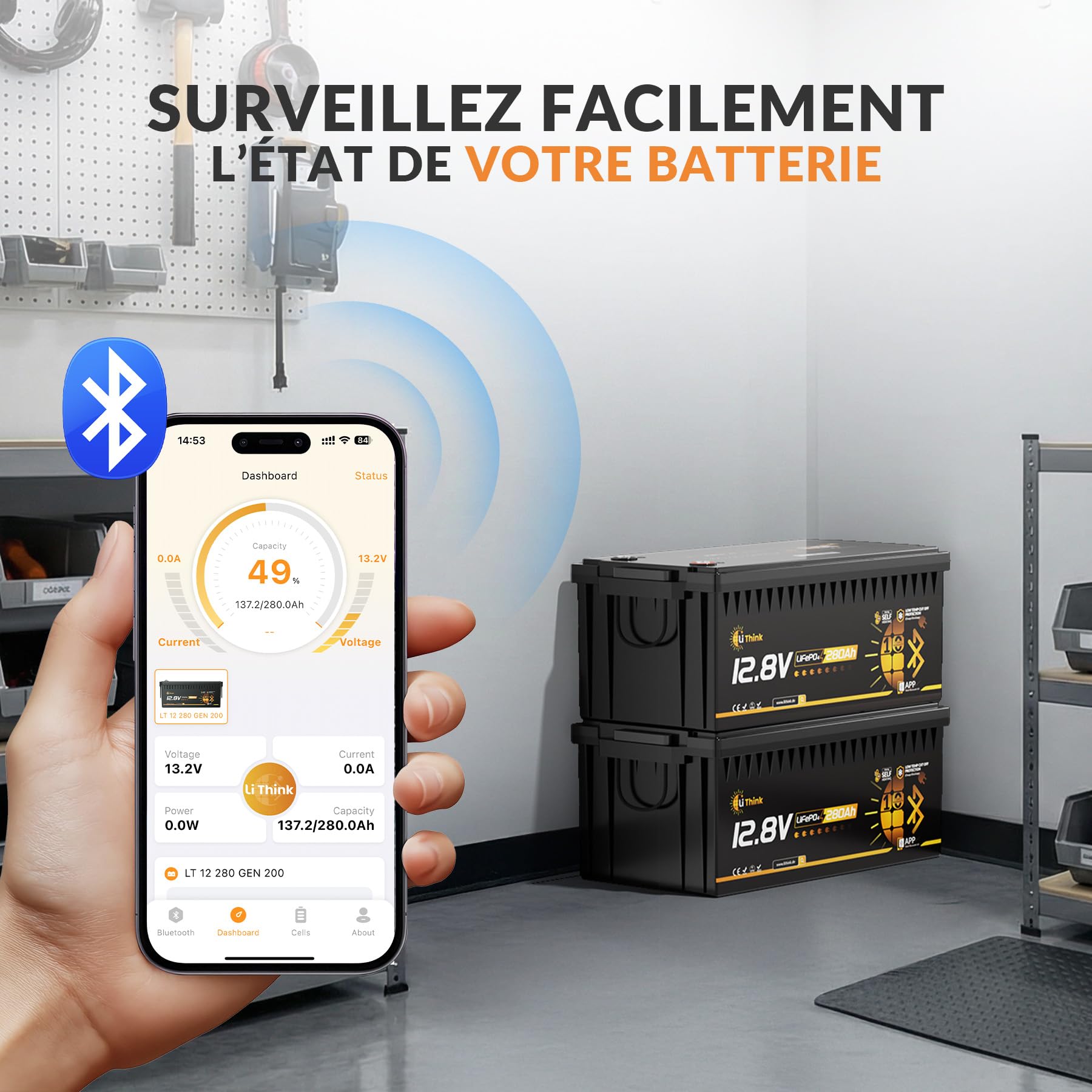 Batterie Lithium 12 V 280 Ah avec Cellules Eve LF280K-V3, Batterie Lifepo Bluetooth, BMS 200 A, LTP et Auto-Chauffage, Max. de 22 000 Cycles, pour Camping-Cars, Conforme CB/IEC 62619 et ECE R10