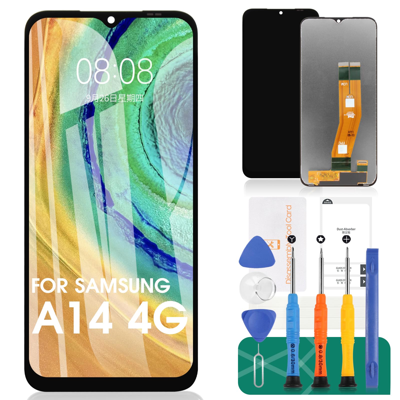 SRJTEK pour Samsung Galaxy A14 4G A145P 2023 Écran LCD de Remplacement SM-A145P SM-A145B SM-A145R Kit de réparation du numériseur Tactile (Noir, sans Cadre)