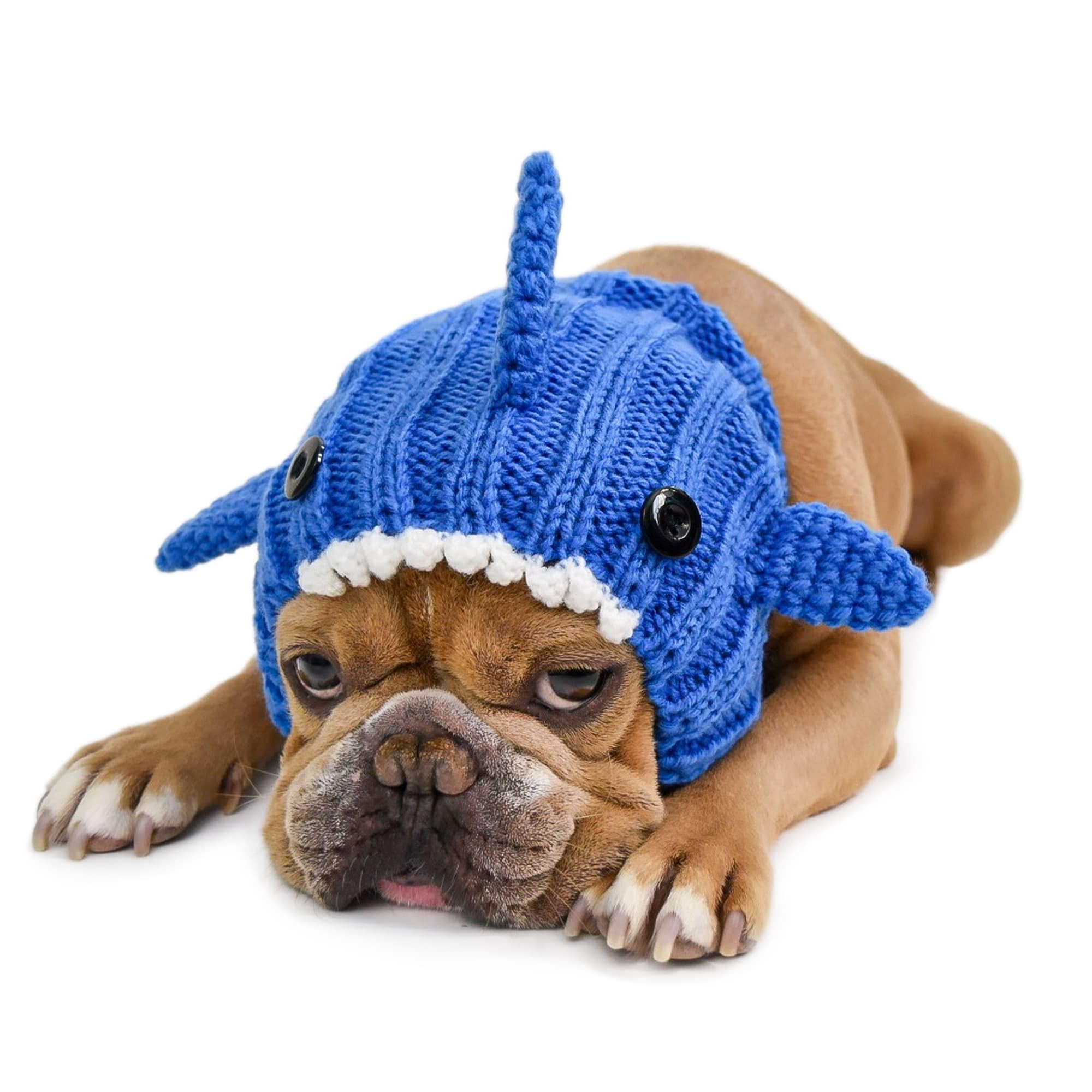 Zoo Snoods Baby Shark Costume - Warm Knit Dog Snood Wrap for Pets, Neck Ear Cover Protection, Halloween Winter (Medium)