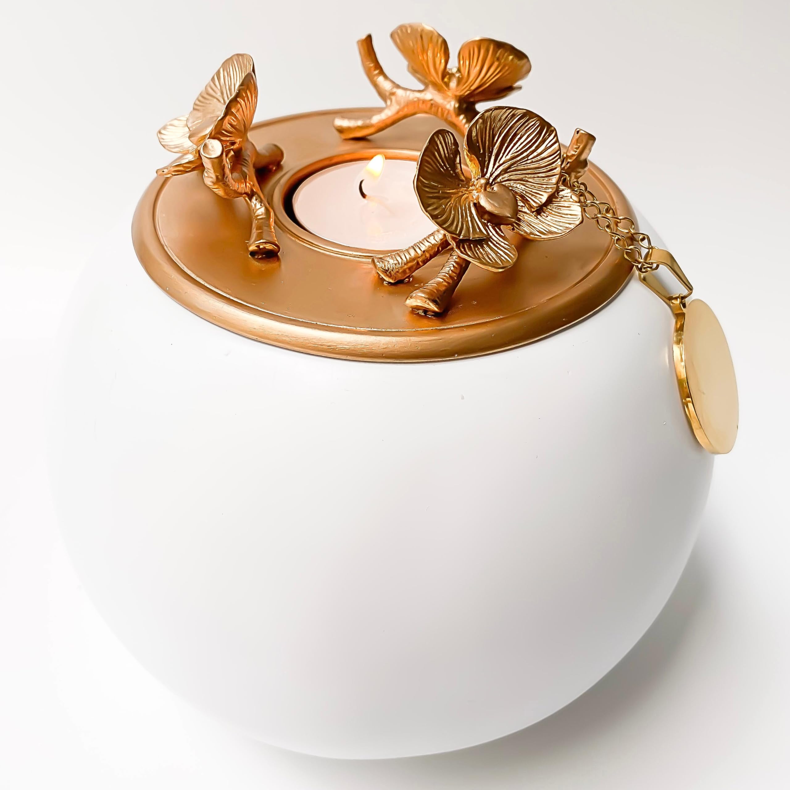 GNight Fetcher Handmade Urns for Animal Ashes | Nature-Inspired Ashes Keepsake for Pet | Memorial Personalized Sympathy Gifts and Candle | Funeral Dog Cremation Urns for Dog Ashes - White Gold