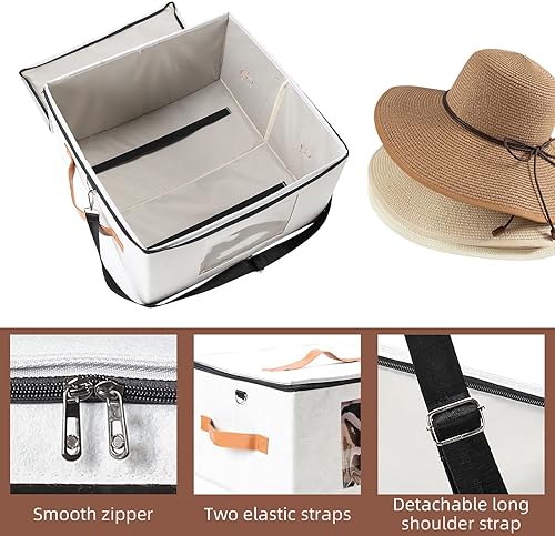 Miniatura 5 de Caja de almacenamiento para sombreros, cajas de viaje para mujeres, caja plegable para sombreros con tapas, organizador de sombreros de vaquero