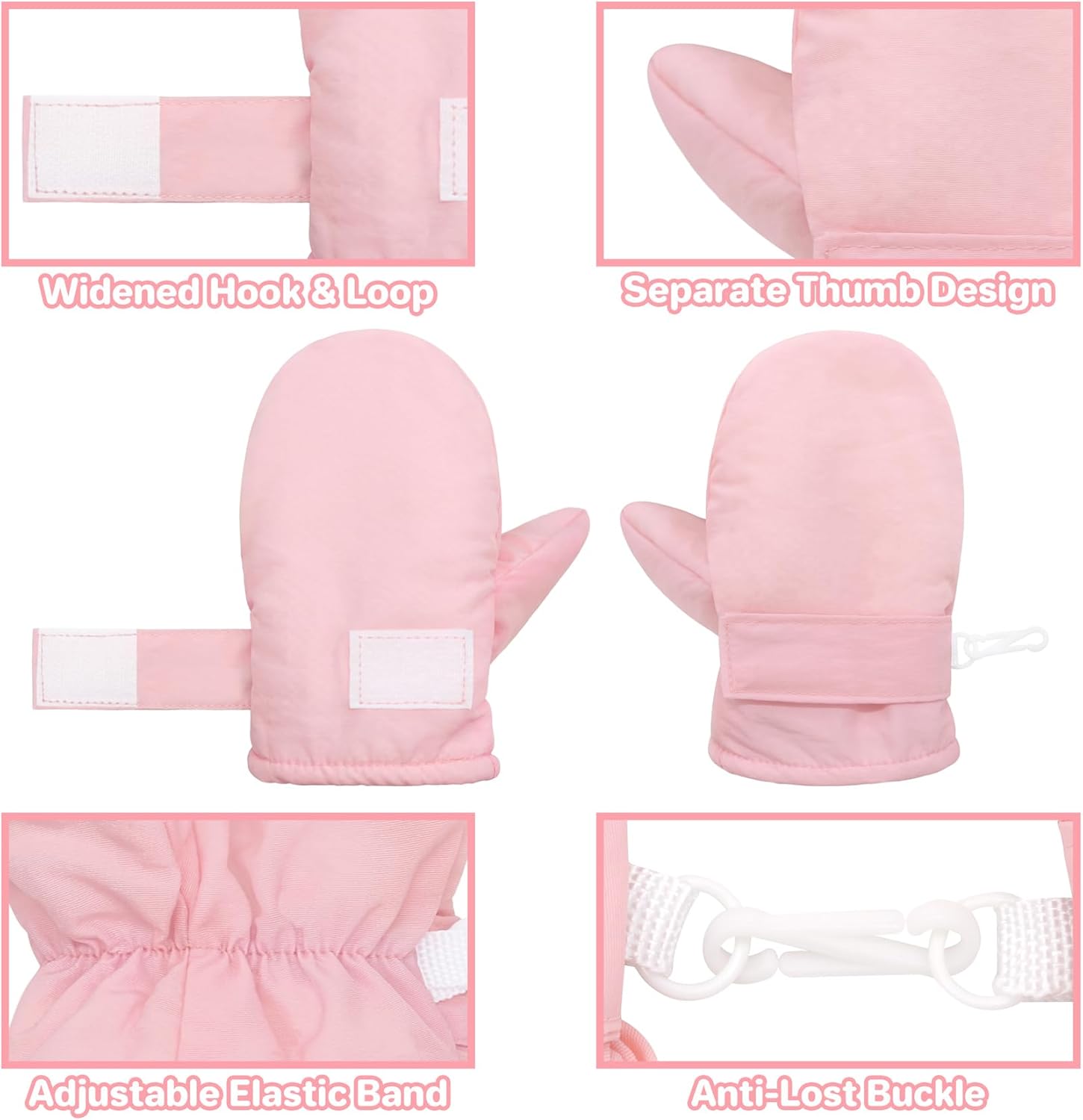 qikqik Toddler Snow Mittens Toddler Waterproof Gloves Infant Baby Winter Mittens Warm Fleece Kids Snow Gloves for Toddlers - Image 5