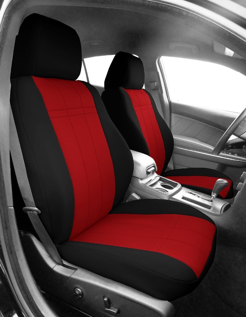 CalTrend Front Sport Buckets Seats, NeoSupreme Seat Covers for 2010-2013 Volkswagen Golf|Volkswagen GTI Red Red Insert with Black Trim