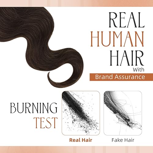 Miniatura 4 de Sunny Hair - Extensiones de cabello humano ondulado con cinta adhesiva de poliuretano invisible extensiones de cabello real color marrón oscuro