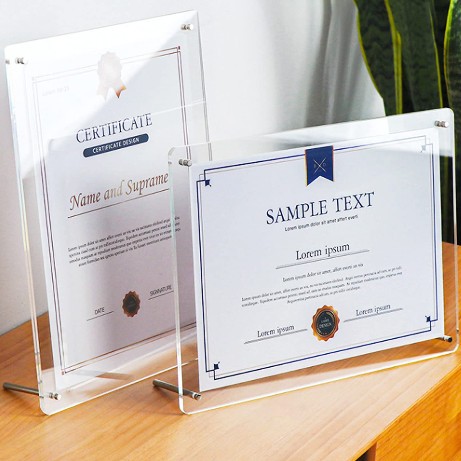 Halyuhn 2 Pack 8.5x11 Acrylic Picture Frame, Curved Edge High