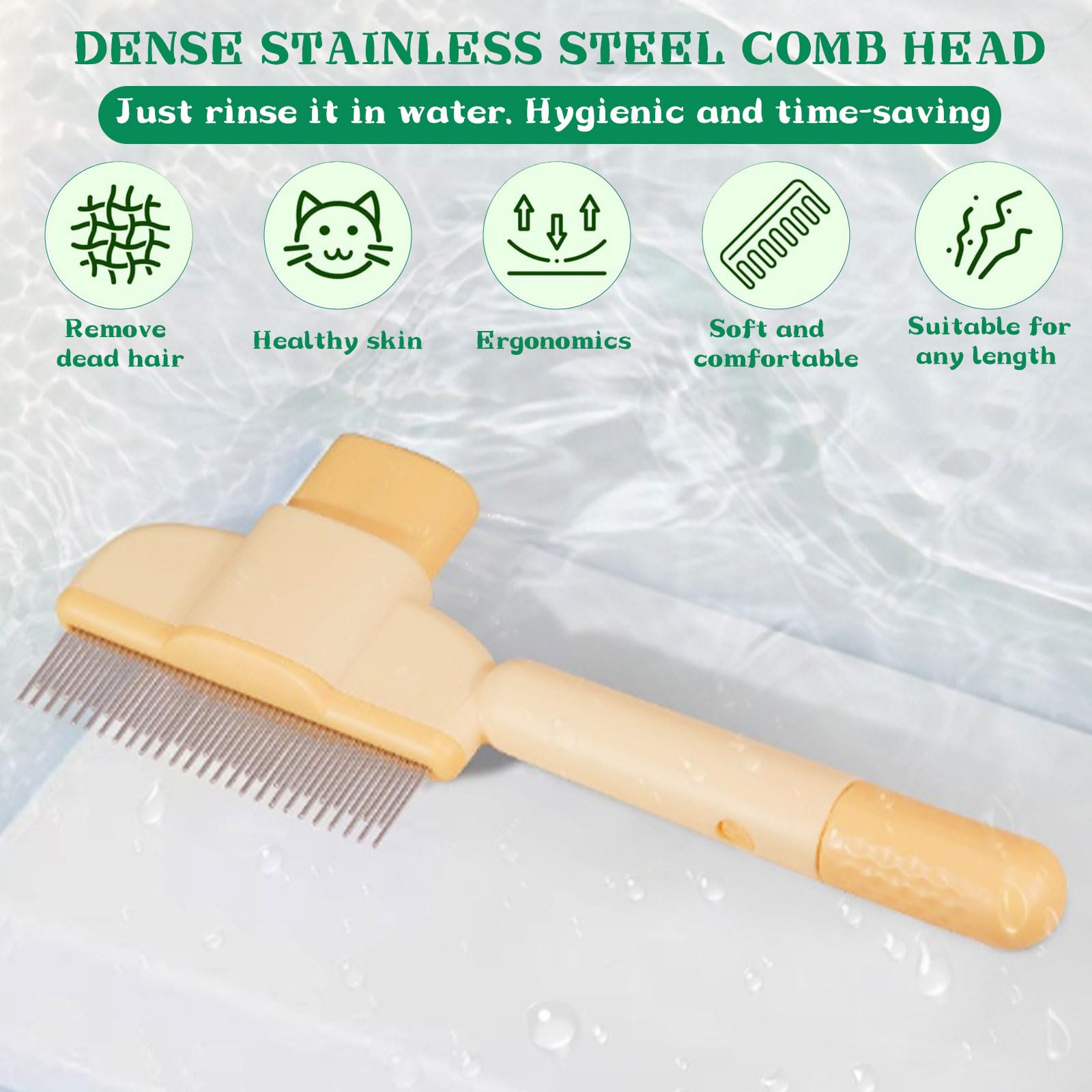Srup Pack of 2 Self-Cleaning Cat Comb, Cat Dog Flea Comb, Self-Cleaning Pet Flea Comb - Image 4