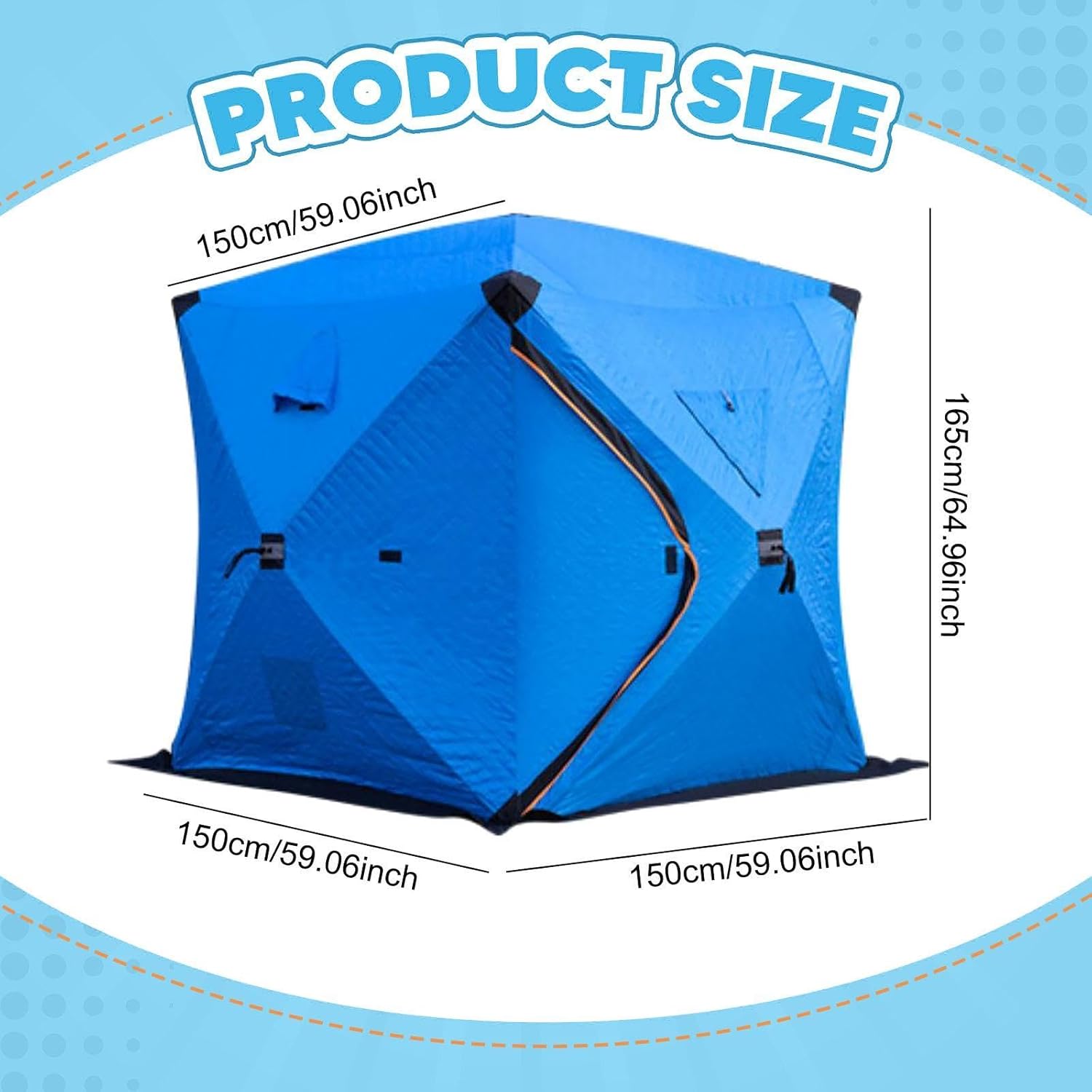 Ice Fishing Shelter Ice Fishing Tent with Reflective Strip Weather Resistant, Portable, Insulated