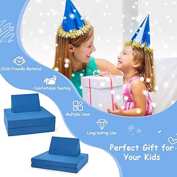 COSTWAY 8-Piece Kids Play Couch Sofa Convertible Foam Sofa-Blue Blue - Groceries