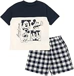 Disney Garçons Mickey Mouse Plaid Short Set avec Tee
