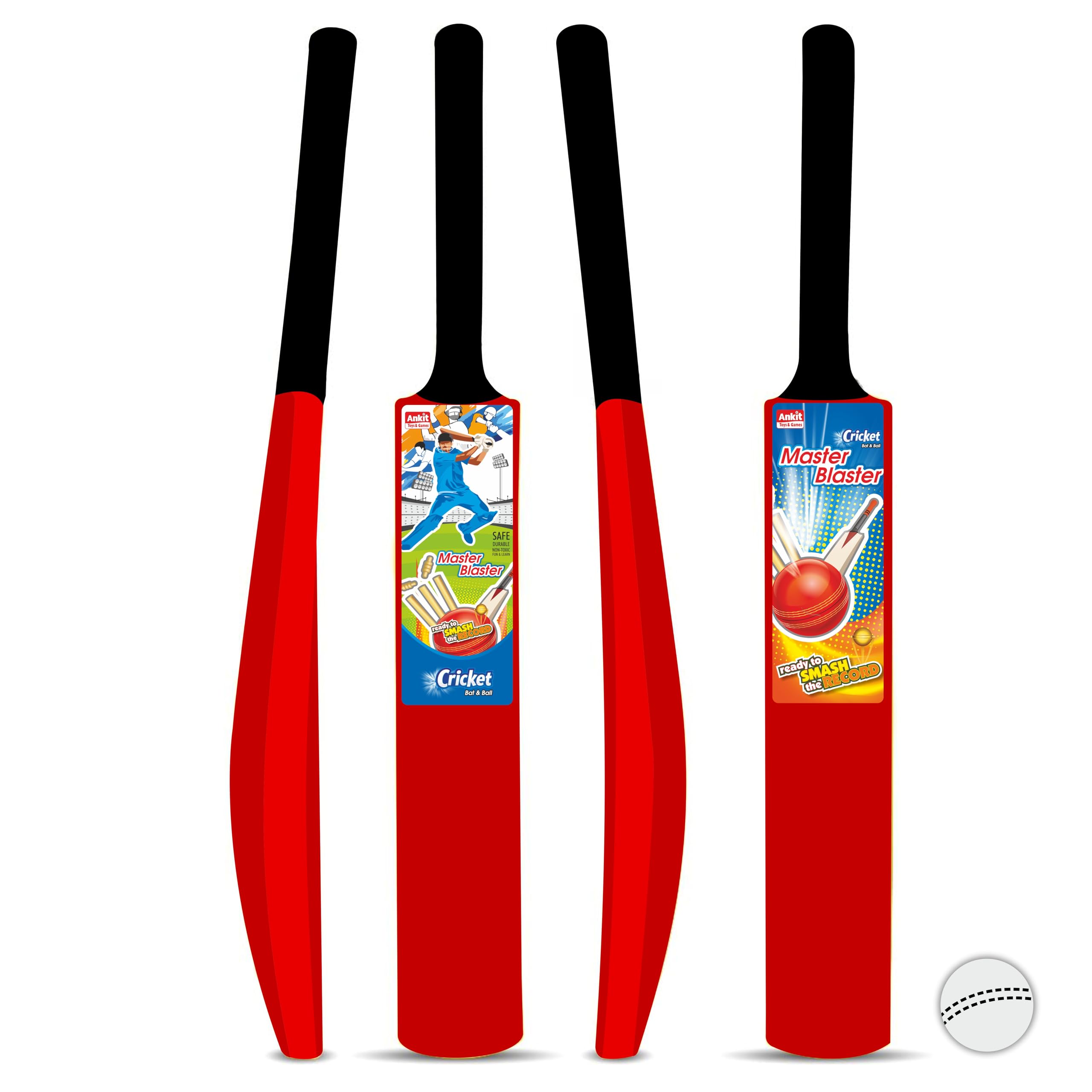 Ankit Toys & Games Cricket Bat Ball Set No. 4 73 * 9 cm for Youth and Beginners, Ideal for Outdoor Play, Backyard Matches, and Skill Development Suitable for Ages 3+ (Red)
