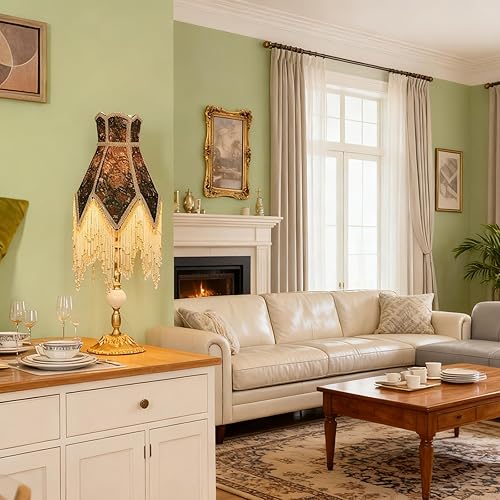 Miniatura 3 de French Retro Table Lamp with Acrylic Tassels and Fabric Lampshade, Scandinavian Bedroom Decor, for Minimalist Reading Desk Lamps in Living Room