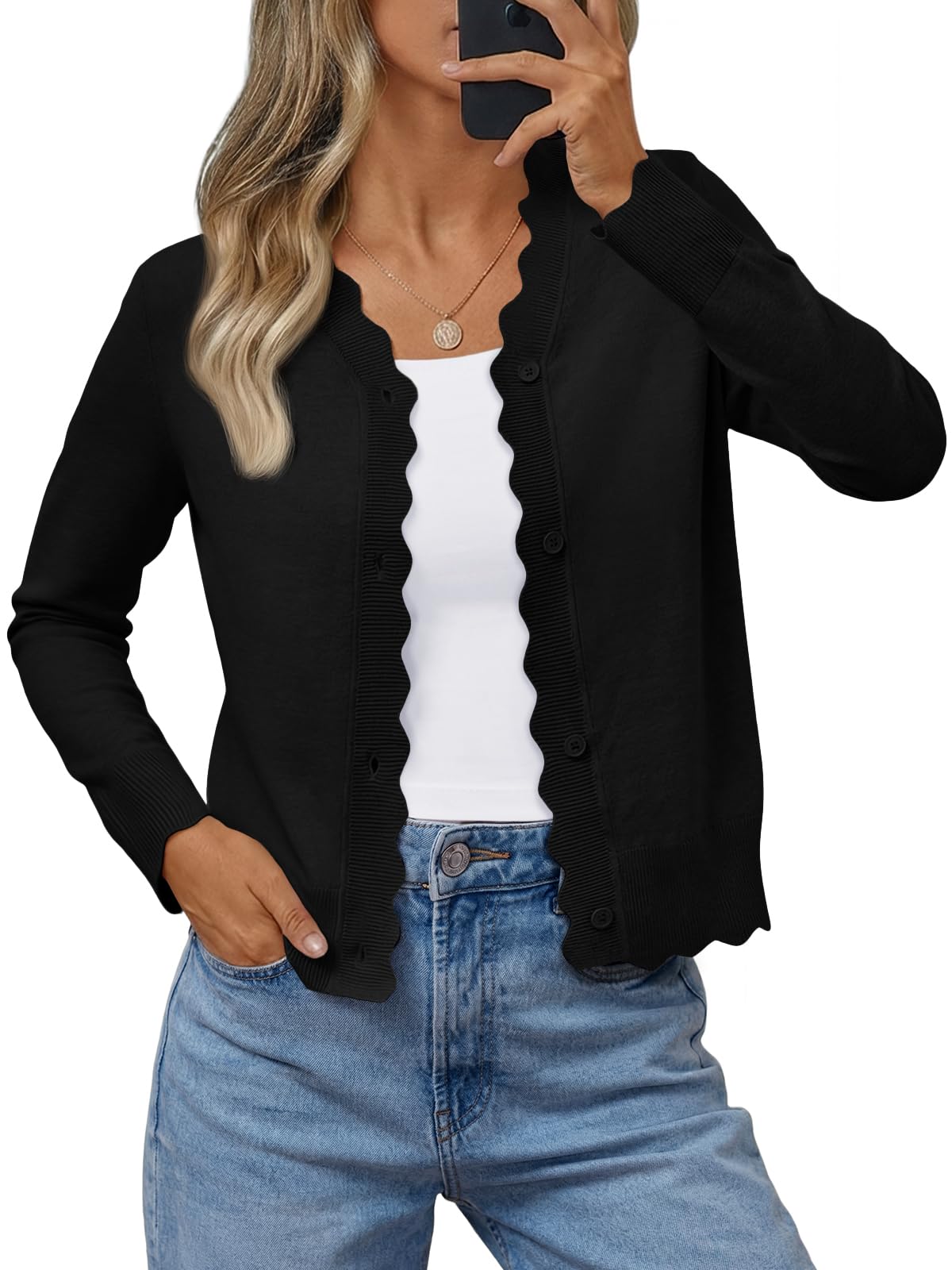 LILLUSORY Womens Cardigan Sweaters Long Sleeve Casual Lightweight Button Down V-Neck Fall Clothes 2025
