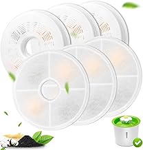 Cat Water Fountain Filter, Set of 6 Replacement Filters for Cat Fountain 3L Activated Carbon Filter and Ion Exchange Resin Compatible with 3L Flower Cat Water Fountain